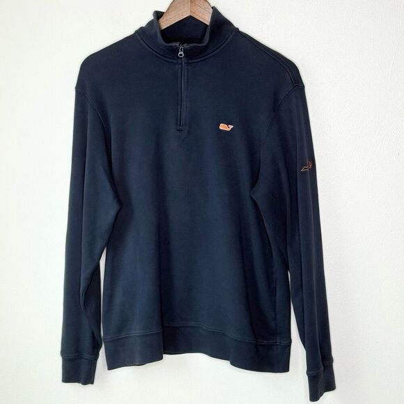 Vineyard Vines Quarter Zip Navy Blue Long Sleeve Midweight Pullover - Virginia S - Picture 1 of 8